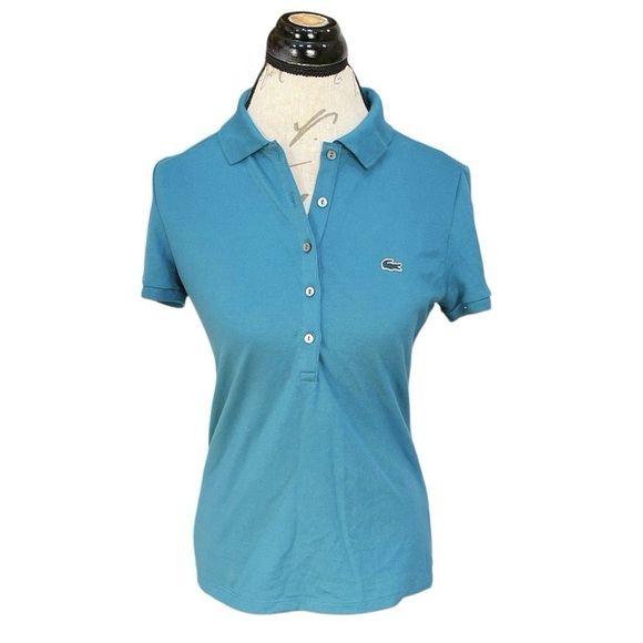 Lacoste Blue Fitted Short Sleeve Polo Shirt - Picture 1 of 8